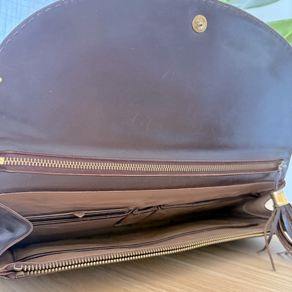 Vintage 1950s-60s brown leather oversized clutch bag - Picture 7 of 8